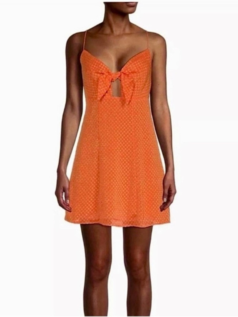 ALICE + OLIVIA orange textured tie front cocktail mini dress festival / size XS